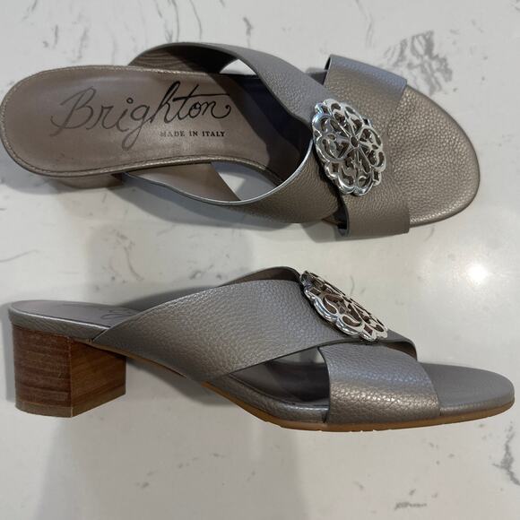 Brighton Women's Alison Zinc Pearl Ferrara Block Heel Sandal, Size 8, Like New - Picture 12 of 14